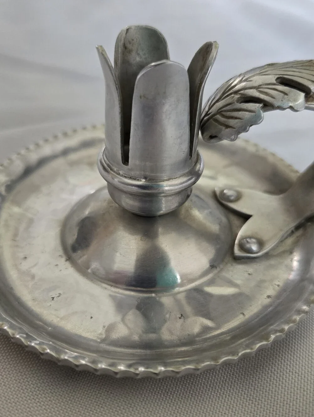 Vintage Continental Silverlook #712 Hand Wrought Aluminum Candle Holder